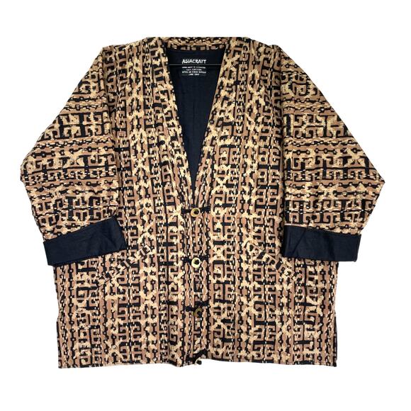Asiacraft Textiles Jackets & Blazers - ASIACRAFT Textiles Jacket Size 2X Cotton Geometric Print Boho Artsy Art to Wear